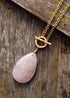 Boho Necklace, Lariat Rose Quartz